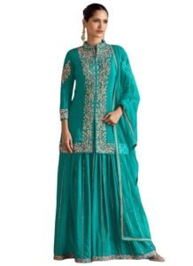 pure silk with heavy embroidery work stitched designer sharara suit for women and girl's |Wedding suit |Readymade suit |